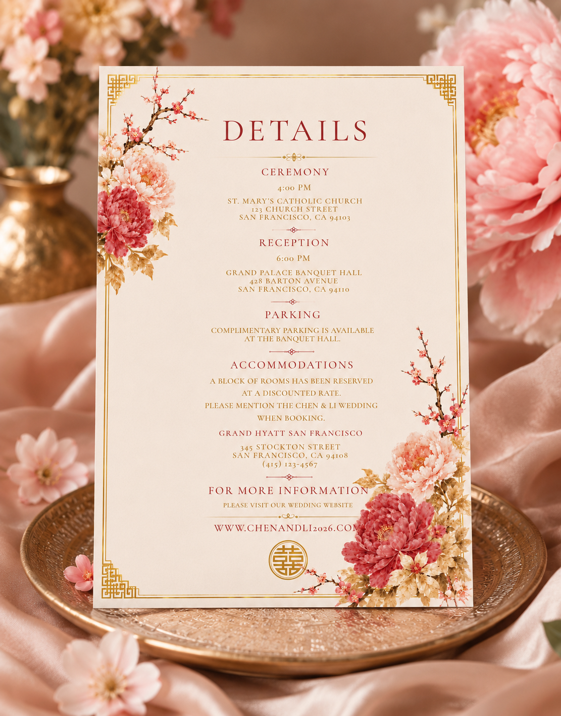 Blush pink details card mockup