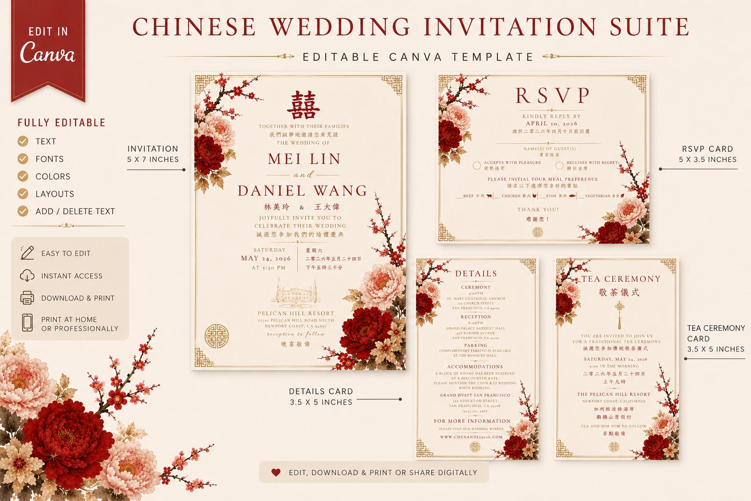 Four-card invitation suite overview