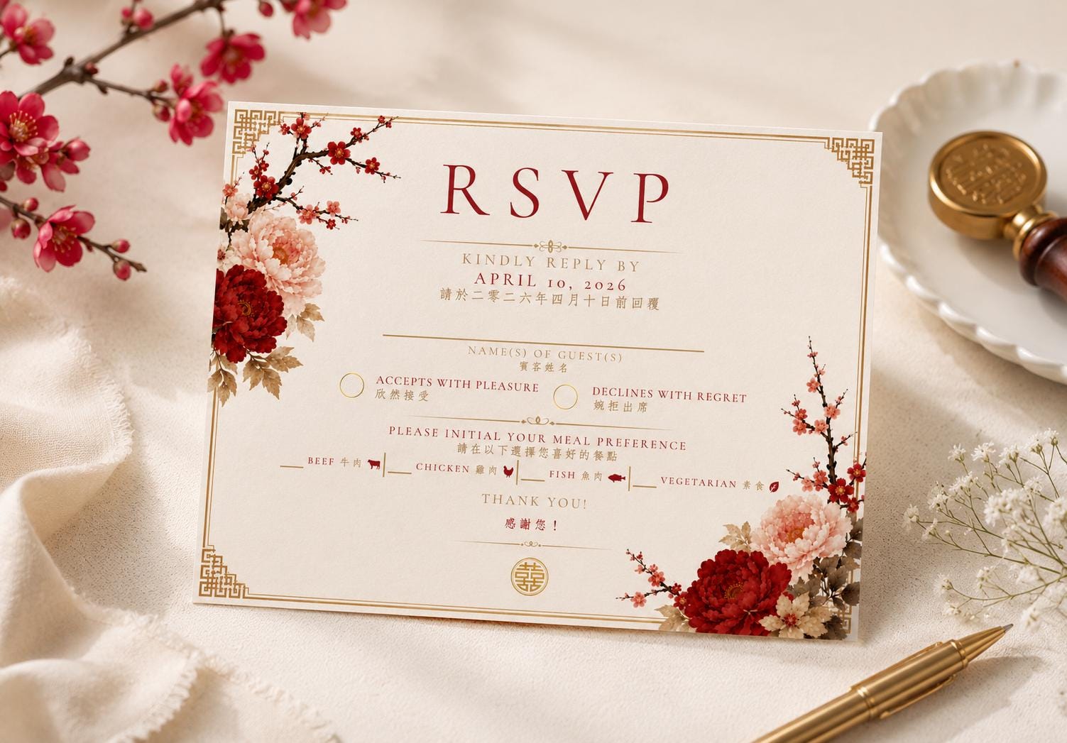 Classic Red RSVP card mockup