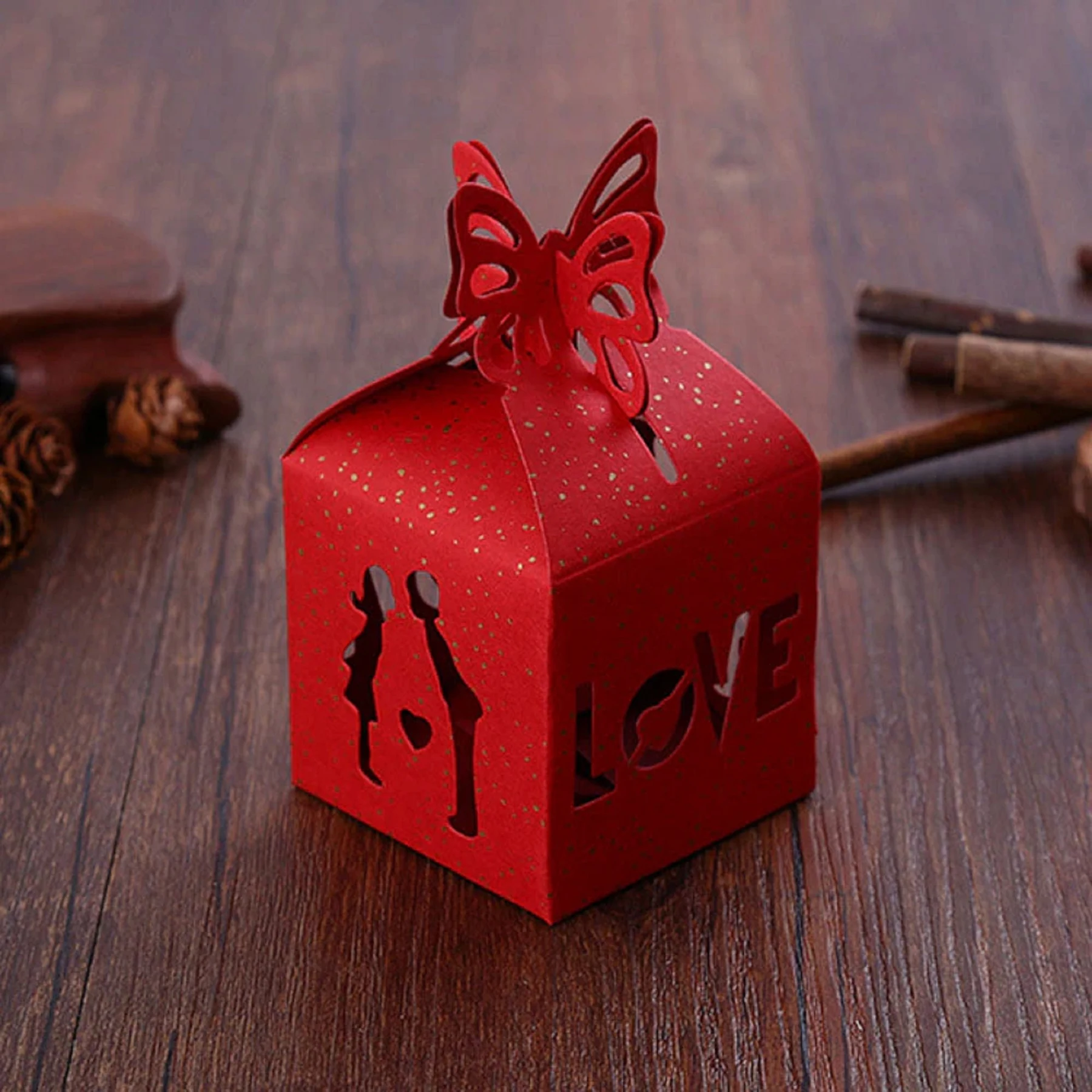 Red Love Heart Wedding Candy Boxes