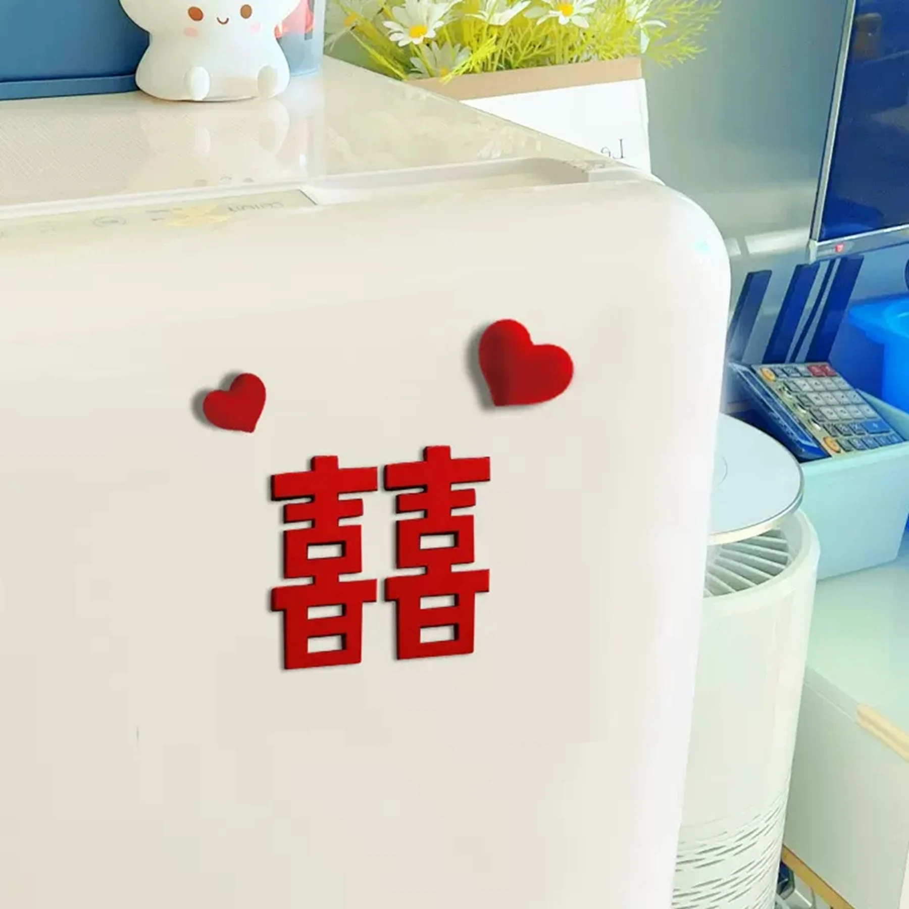 Double Happiness & Heart Wedding Magnets