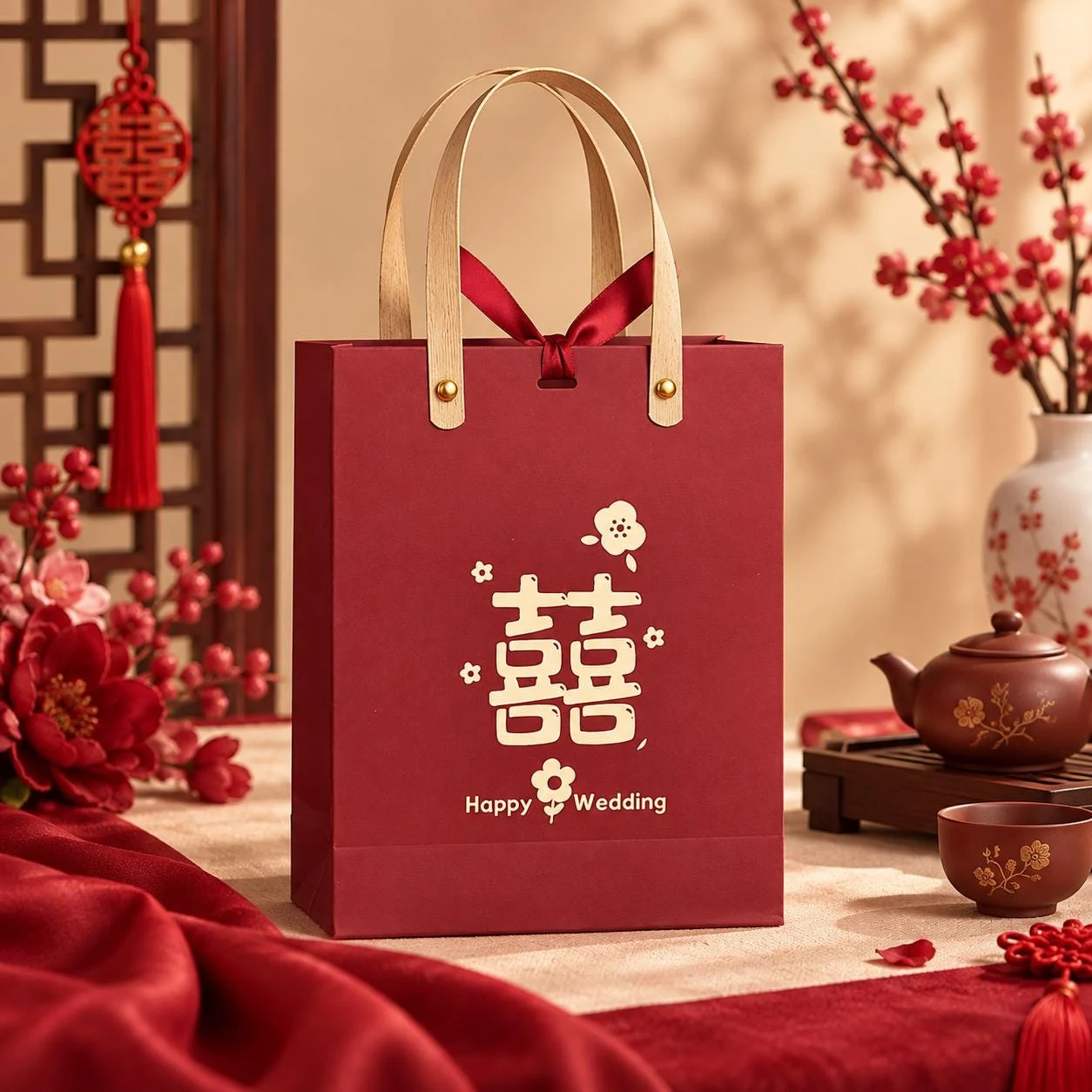 Chinese Double Happiness Wedding Gift Bag