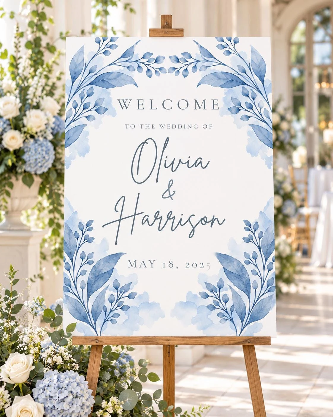 Dusty Blue Eucalyptus Wedding Welcome Sign
